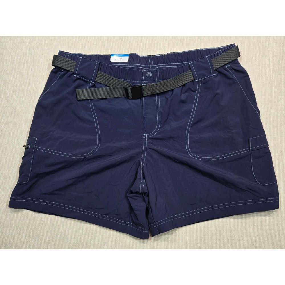 Columbia Mens L Regular‎ Fit Navy Blue Nylon Belted Cargo Shorts
